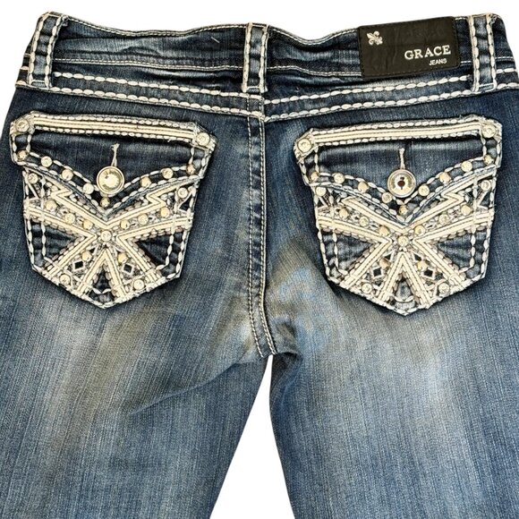 Grace In LA Cropped Capri Jeans + Rhinestone Bling Pockets (5/26–27) NEW - Picture 5 of 6
